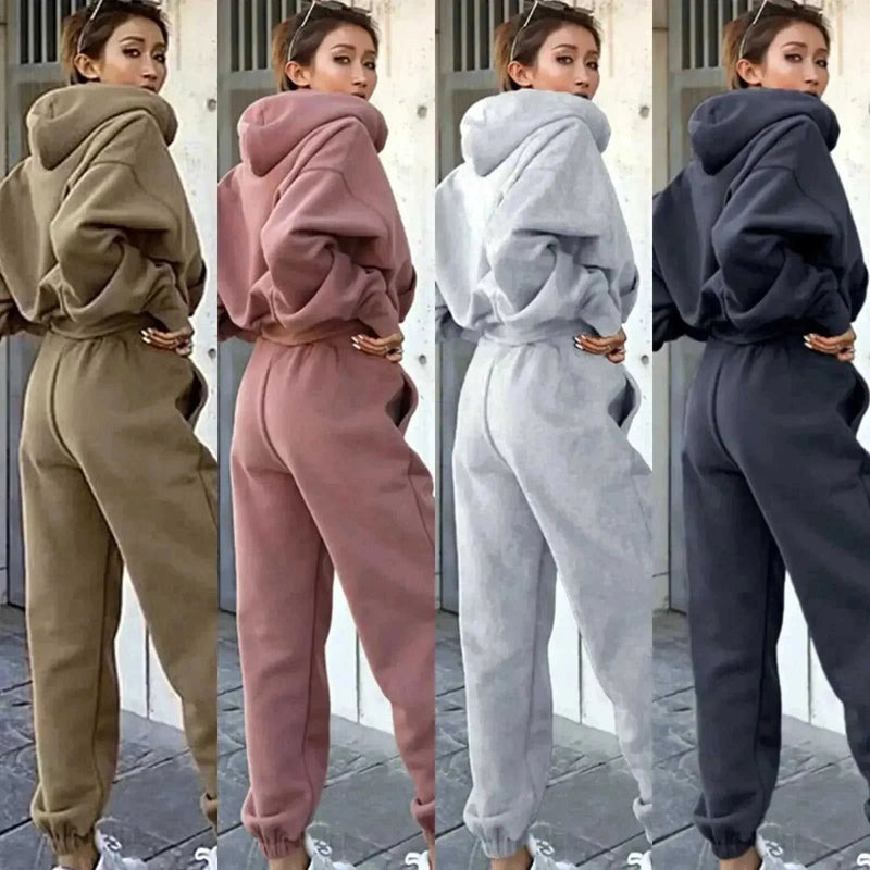 womens 2 piece tracksuit set | fleece lined hoodie and joggers | casual loungewear set | energy saving
