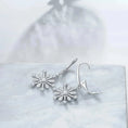 sterling silver leverback earrings | zirconia snowflake dangle earrings | hypoallergenic silver jewelry | energy saving
