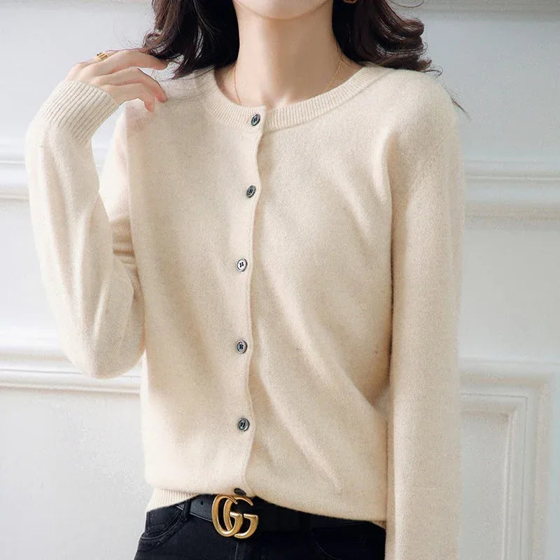 Women's Knitted Cardigan Sweater - Solid Color Loose Fit Button Front Coat Meifu Market