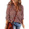 Printed Chiffon Shirt Sweet Wind Deep V-neck Long Sleeve Top L - size and dimension reference