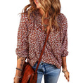 Printed Chiffon Shirt Sweet Wind Deep V-neck Long Sleeve Top Meifu Market