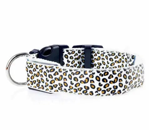 LED Dog Collar Safety Adjustable Nylon Leopard Pet Collar Meifu Market