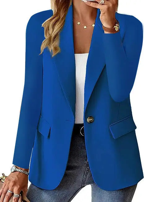 Ins Lapel Button Jacket Fashion Commuter Casual Suit Jacket Women's Long-sleeved Tops Outwear Clothing Meifu Market