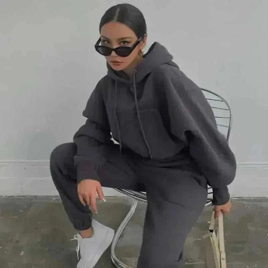 womens 2 piece tracksuit set | fleece lined hoodie and joggers | casual loungewear set | ultrasonic cleaning