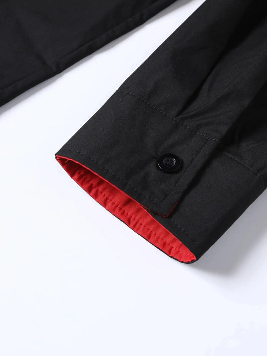 A Cool And Casual Long-sleeved Shirt In Contrasting Colors For A Teenage Man