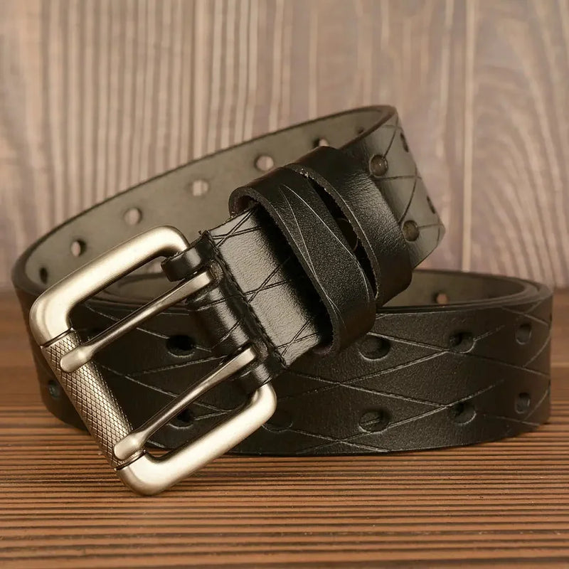 double pin buckle belt | genuine leather belt for men | adjustable casual belt | ultrasonic cleaning