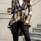 Plaid Pattern Button Front Jacket Long Sleeve High And Low Flared Jacket Meifu Market