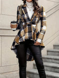 Plaid Pattern Button Front Jacket Long Sleeve High And Low Flared Jacket Meifu Market