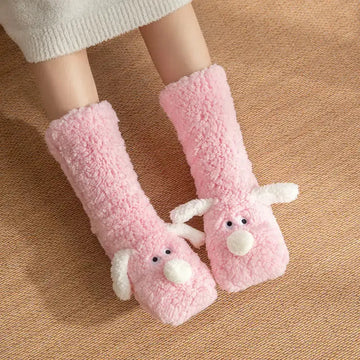 Cute Cartoon Dog Floor Socks Winter Warm Non-slip Plush Socks For Women meifu market