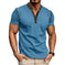 Fashion Short-sleeved Polo Shirt Summer Button V-neck T-shirt Tops Mens Clothing Dark Grey - available style options