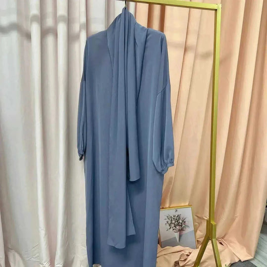 long sleeve abaya dress | plus size modest wear | cotton blend robe dress | energy saving