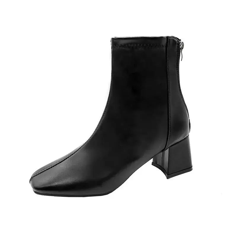 Boots Zipper Mid-calf And Low Length Martin Square Head Meifu Market