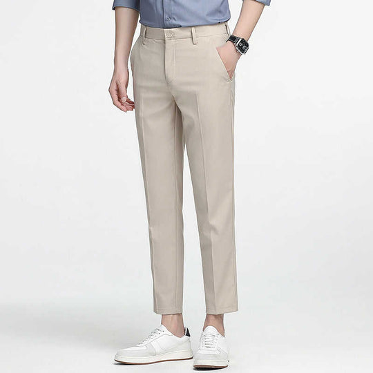 Men's Slim Straight Dress Pants | Polyester Stretch Business Trousers - Meifu Market