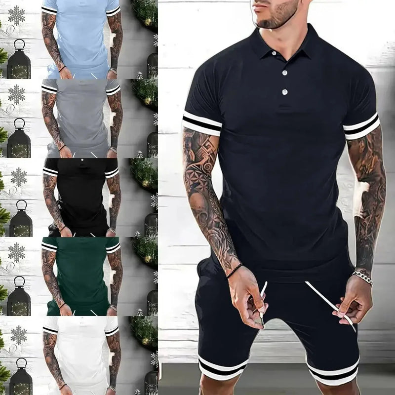 quick-dry fabric short sets | breathable polo shirt outfits | summer casual tracksuits for men | ultrasonic cleaning