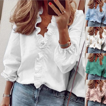 European and American new long-sleeved ruffled shirt Meifu Market