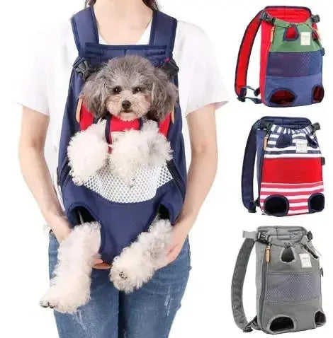 Cat Dog Carrier Front Backpack Red - side view showing details