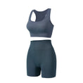 wireless sports bra | high-waisted yoga shorts | moisture-wicking fabric | energy saving