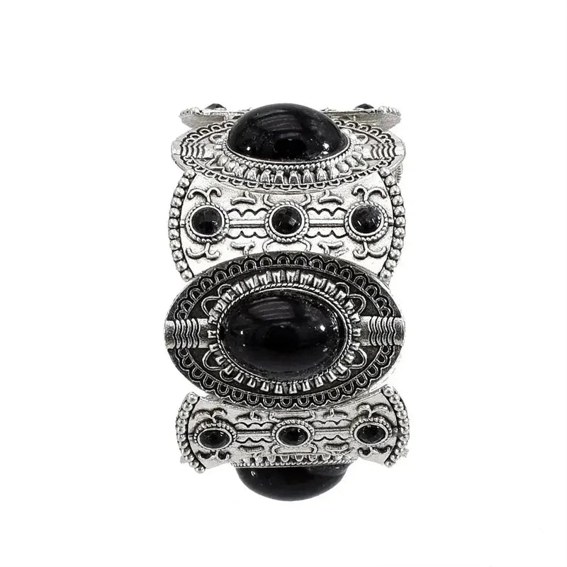 elastic turquoise bracelet | adjustable boho bangle | vintage tribal jewelry | energy saving