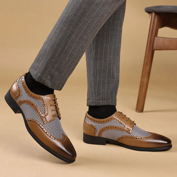 Imitation Houndstooth Men's Shoes Casual Leather Shoes Meifu Market