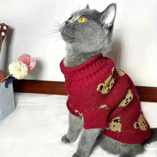 Adorable Cartoon Bear Pet Hoodie - Soft, Cozy, and Festive Christmas Sweater for Cats and Dogs - Keep Your Pet Warm and...