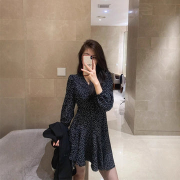 Women's Black Temperament Midi Dress Meifu Market