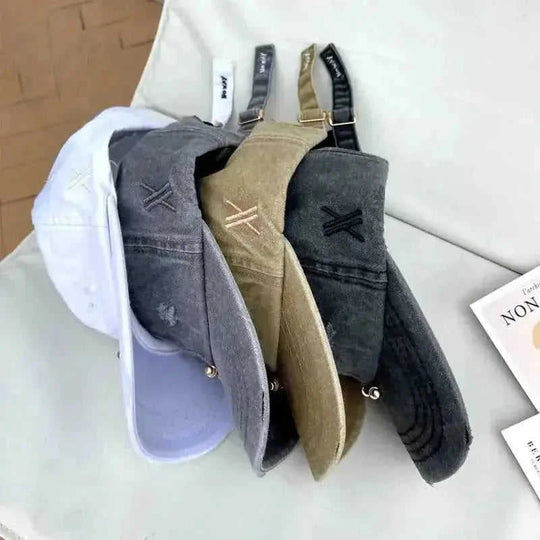 Men And Women Summer Ins Wild Trend Soft Top Cap Black - reverse side showing construction
