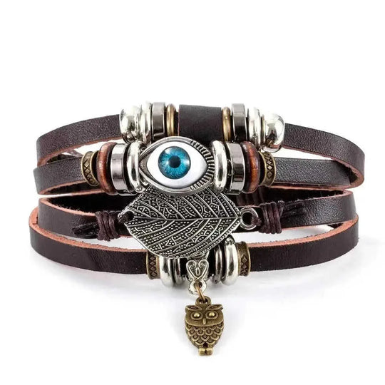 genuine leather bracelet | adjustable leather cord | turquoise beaded bracelet | energy saving