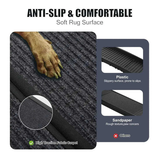 Dog Ramp For Car 65x17 Large Folding Pet Stair Ramps For Truck, SUV, With Non-Slip Surface, Up To 250LBS, Outdoor Dog Car ...
