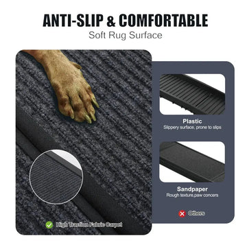 Dog Ramp For Car 65x17 Large Folding Pet Stair Ramps For Truck, SUV, With Non-Slip Surface, Up To 250LBS, Outdoor Dog Car Ramp For Medium Large Dogs, Portable Pet Steps