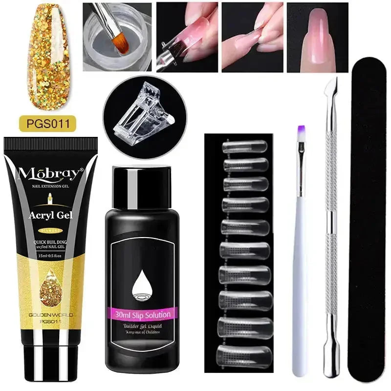 crystal nail extension kit | professional nail art set | acrylic nail forms set | ultrasonic cleaning