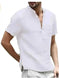 Casual Linen Solid Color Shirt Button V Neck Beach Shirt Men Summer Tops - Meifu Market