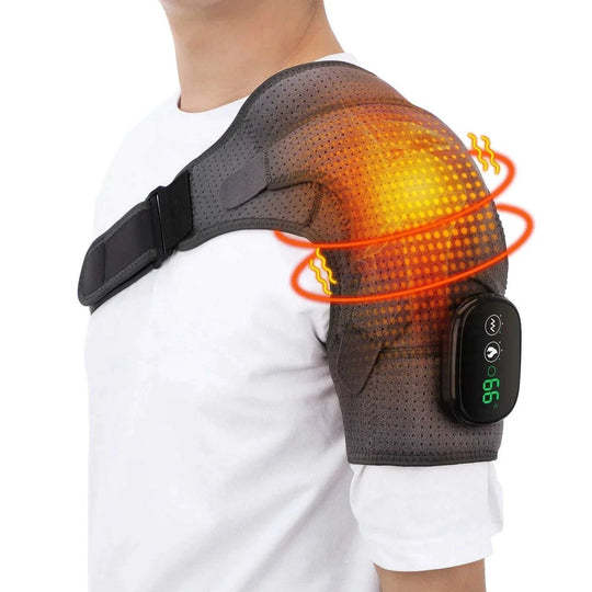 usb-c rechargeable heating pad | adjustable shoulder massage belt | heated muscle relaxation | ultrasonic cleaning