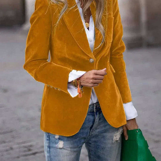 Women's Velvet Blazer Slim Fit Single Breasted Suit Jacket Meifu Market