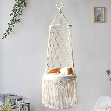 Macrame Hanging Pet Bed Macrame Cat Hammock Wall Hanging Cat Hammock Macrame Cat Bed-Pet Gifts Hammock Macrame Cat Swing Meifu Market