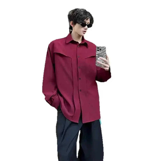 Men's Autumn Ruoshuai High-grade Long-sleeved Shirt L - lifestyle usage image