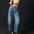 low-waist wide-leg pants | washed denim fabric | high-rise casual trousers | energy saving