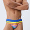Men's Multi-Color Stripe Print Swim Briefs Holiday Beachwear Meifu Market