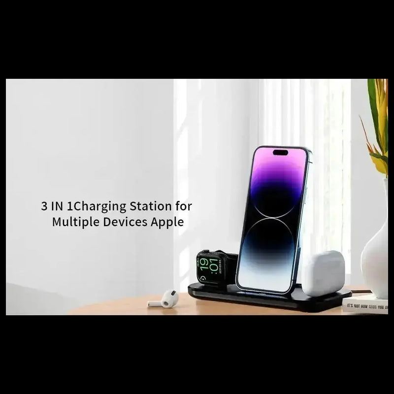in 1 fast charging station | magnetic wireless charger stand | portable bedside charging pad | ultrasonic cleaning