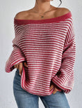 Women's Off-neck Shoulder-baring Sweater Contrast Color Meifu Market