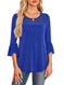 Women's Mesh Patchwork Ruched Flare-Sleeve Top - Meifu Market