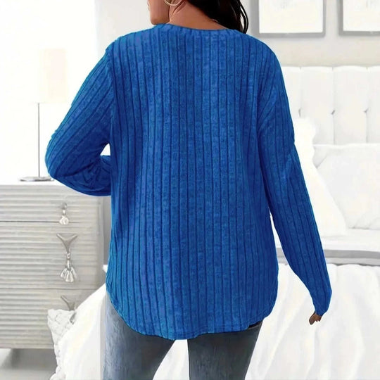 brushed cotton fabric | oversized fit t-shirt | long sleeve v-neck | energy saving