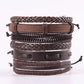 vintage leather bracelet for men | woven leather bracelet set | punk style charm bracelet | ultrasonic cleaning