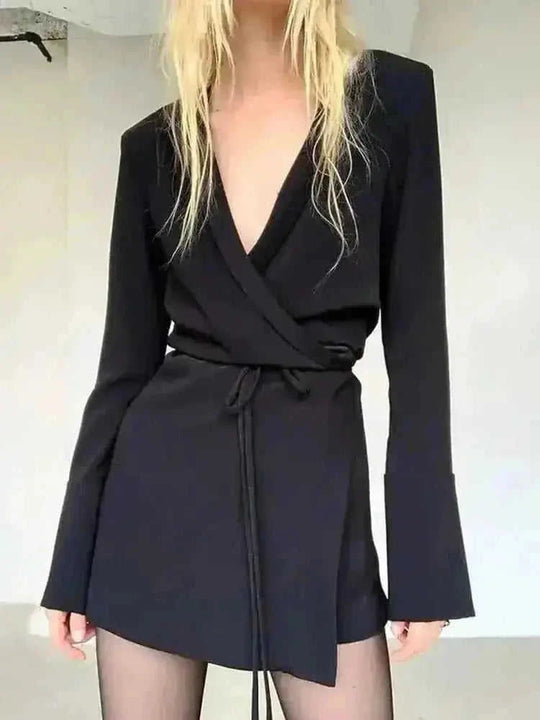 lace trim neck shirt dress | flare sleeve midi dress | spring women office dress | ultrasonic cleaning