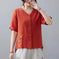 Women's Retro Linen Solid Color Short-sleeved T-shirt Meifu Market