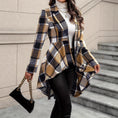 Plaid Pattern Button Front Jacket Long Sleeve High And Low Flared Jacket Meifu Market