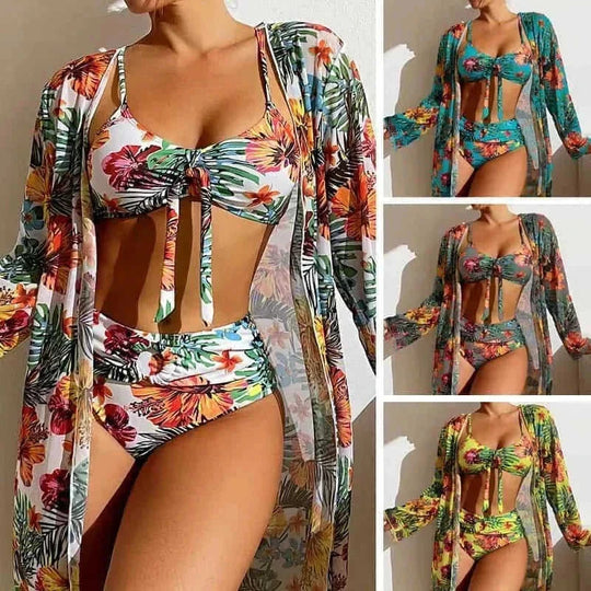 long sleeve swim shirt set | uv protection swimwear | rash guard three piece suit | energy saving