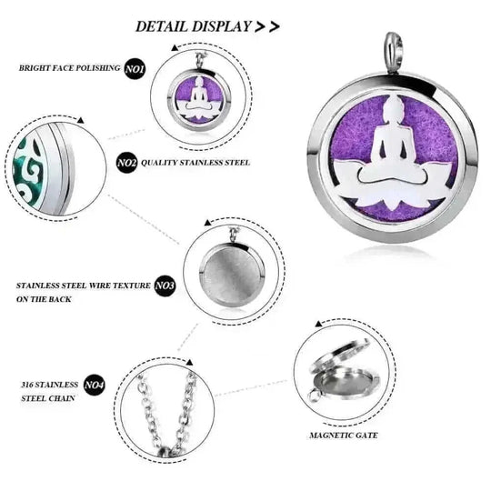 Buddha Aromatherapy Diffuser Necklace - Essential Oil Locket - Meifu Market