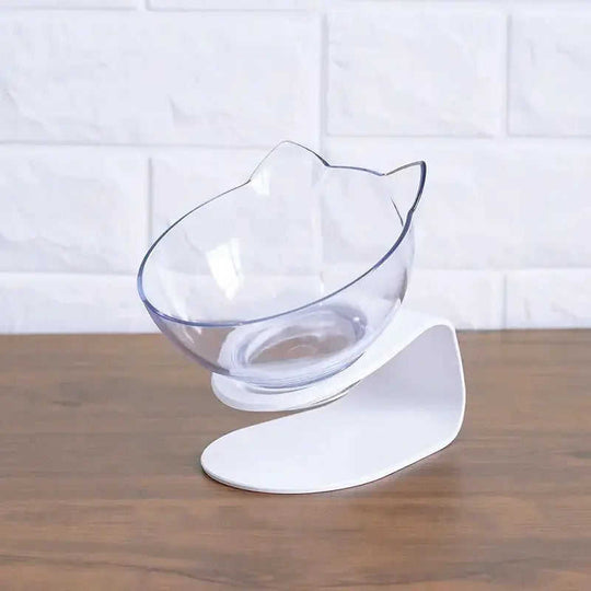 Non Slip Double Cat Bowl With Raised Stand Pet Food Cat Feeder Protect Cervical Vertebra Dog Bowl Transparent Pet Products...
