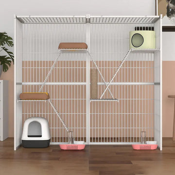 Cat Cage Indoor Home Cat Villa Super Large Free Space Cattery For Cats Cat Nest Three-layer Double Layer Cat House
