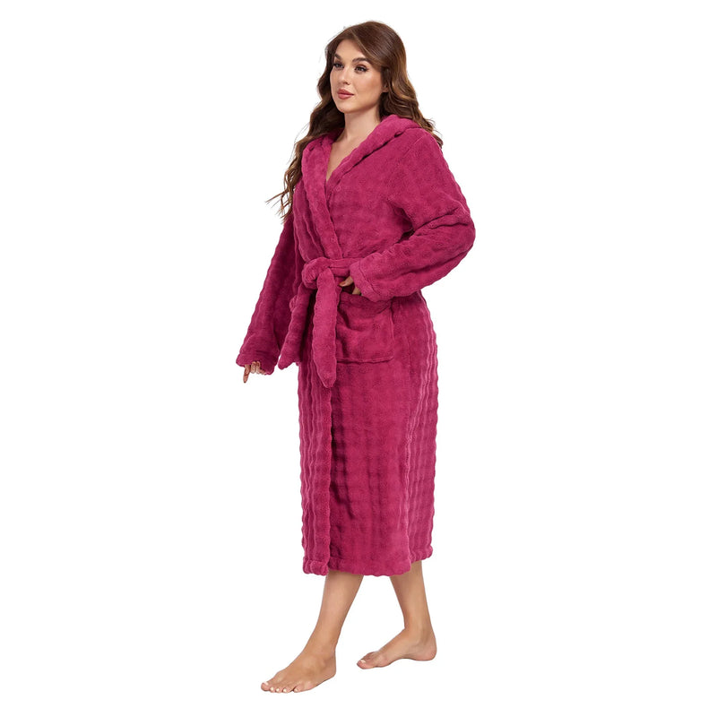 RONGTAI Luxury Plush Absorbency Robe For Women Extra Long Fleece Bathrobe With Hood & Pockets Warm Terry Cloth Loungewear Meifu Market